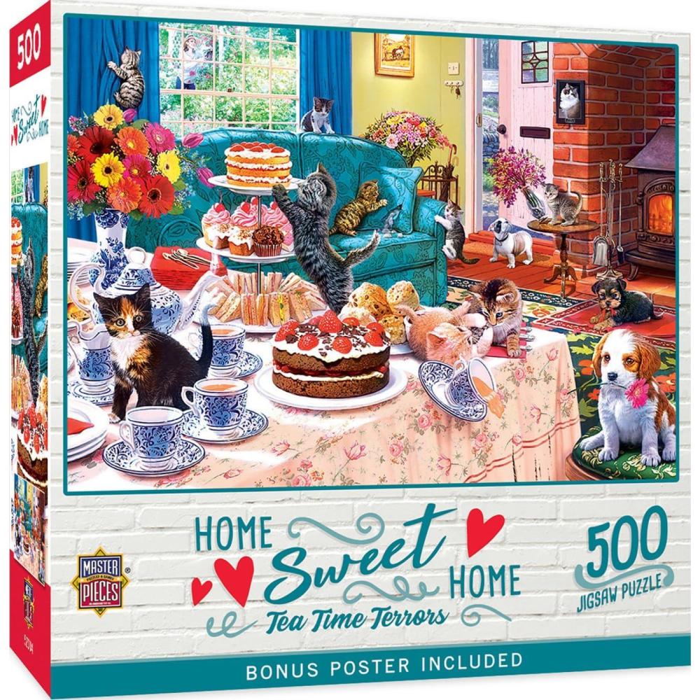 imageMasterPieces 550 Piece Jigsaw Puzzle for Adults Family Or Youth Pets Play Room 18x24Tea Time Terrors