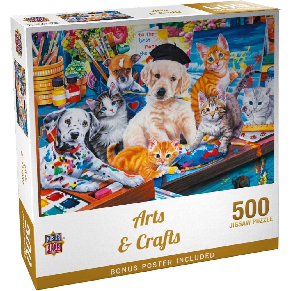 imageMasterPieces Playful Paws  Arts amp Crafts 300pc Ezgrip Puzzle500 Piece