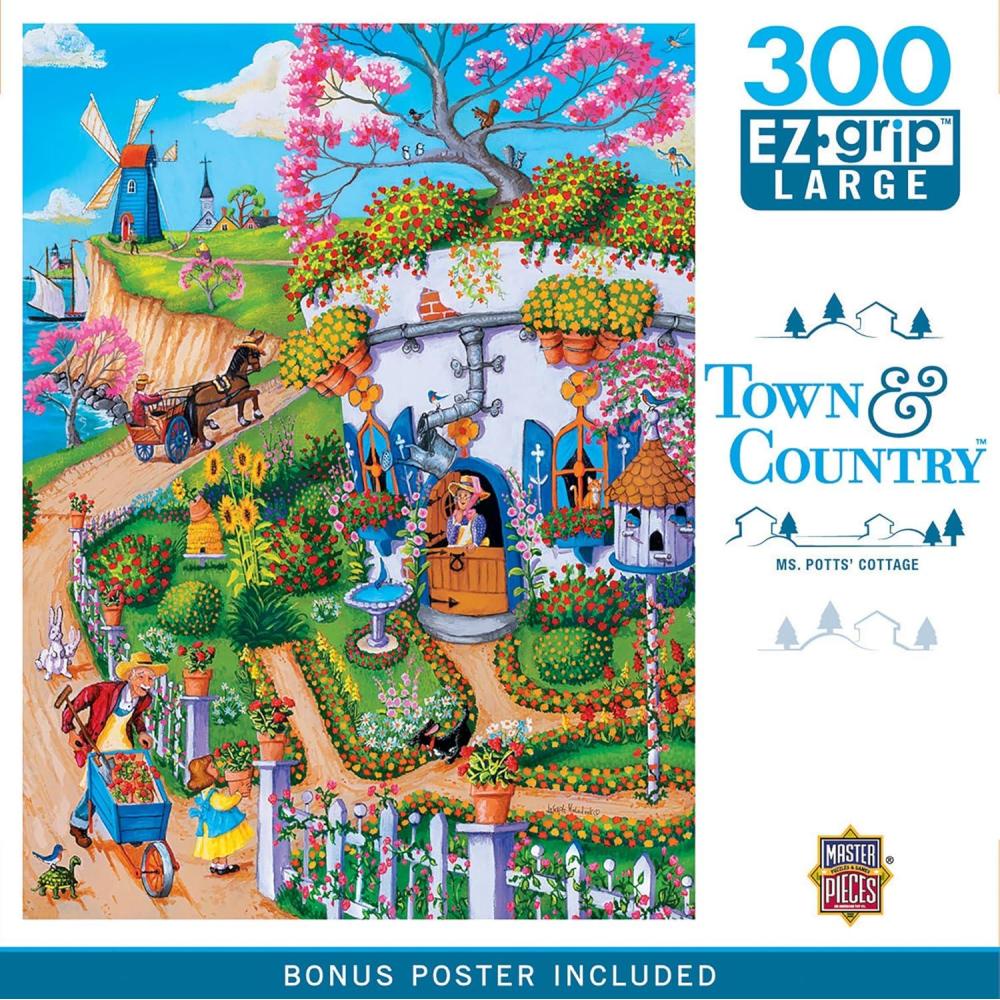 imageMasterPieces Town amp Country Ms Potts Cottage 300pc Ezgrip Puzzle Jigsaw Puzzle with Vibrant Artwork and Durable Pieces Fun Family Activity Brain Challenge and Educational Entertainment300 Piece