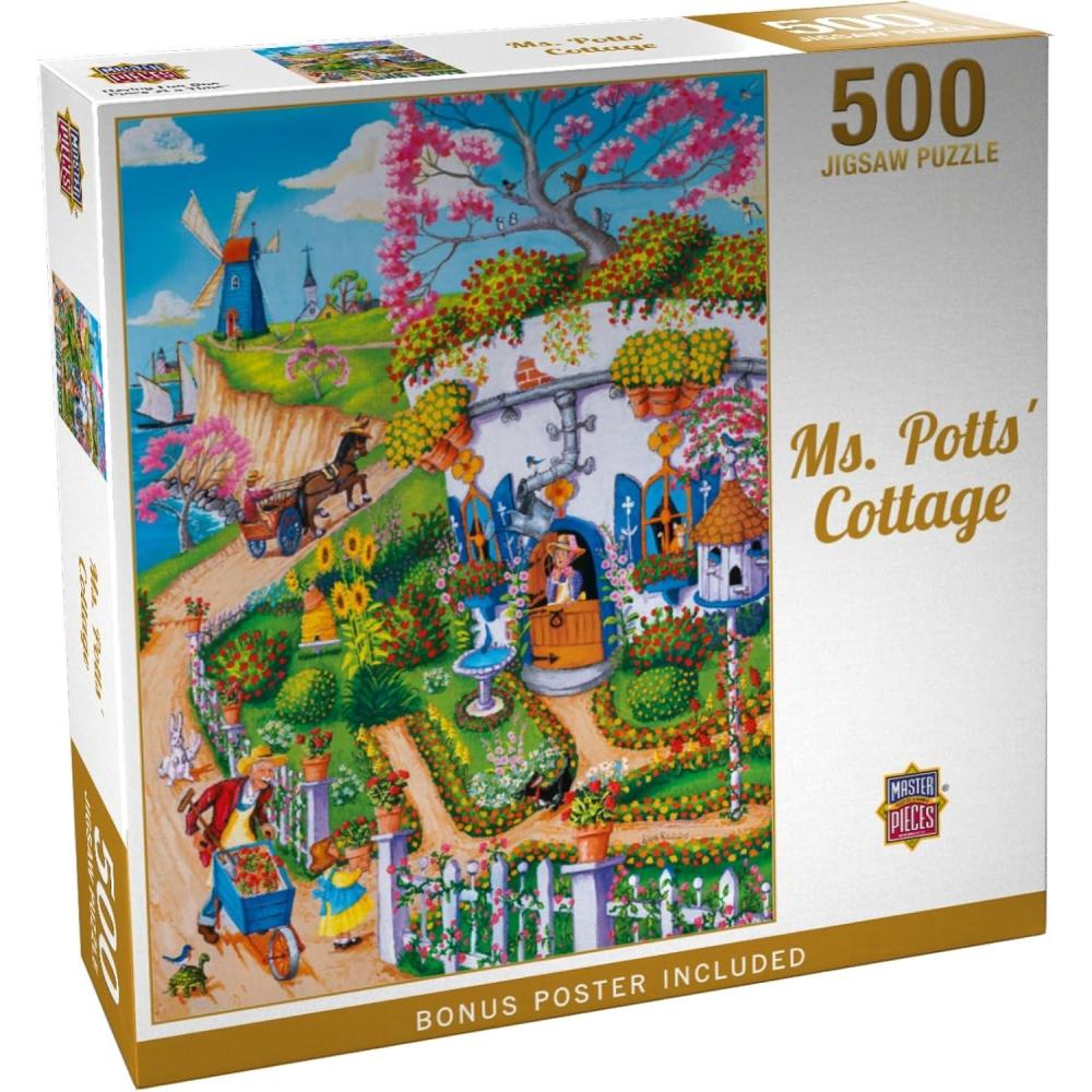 imageMasterPieces Town amp Country Ms Potts Cottage 300pc Ezgrip Puzzle Jigsaw Puzzle with Vibrant Artwork and Durable Pieces Fun Family Activity Brain Challenge and Educational Entertainment500 Piece