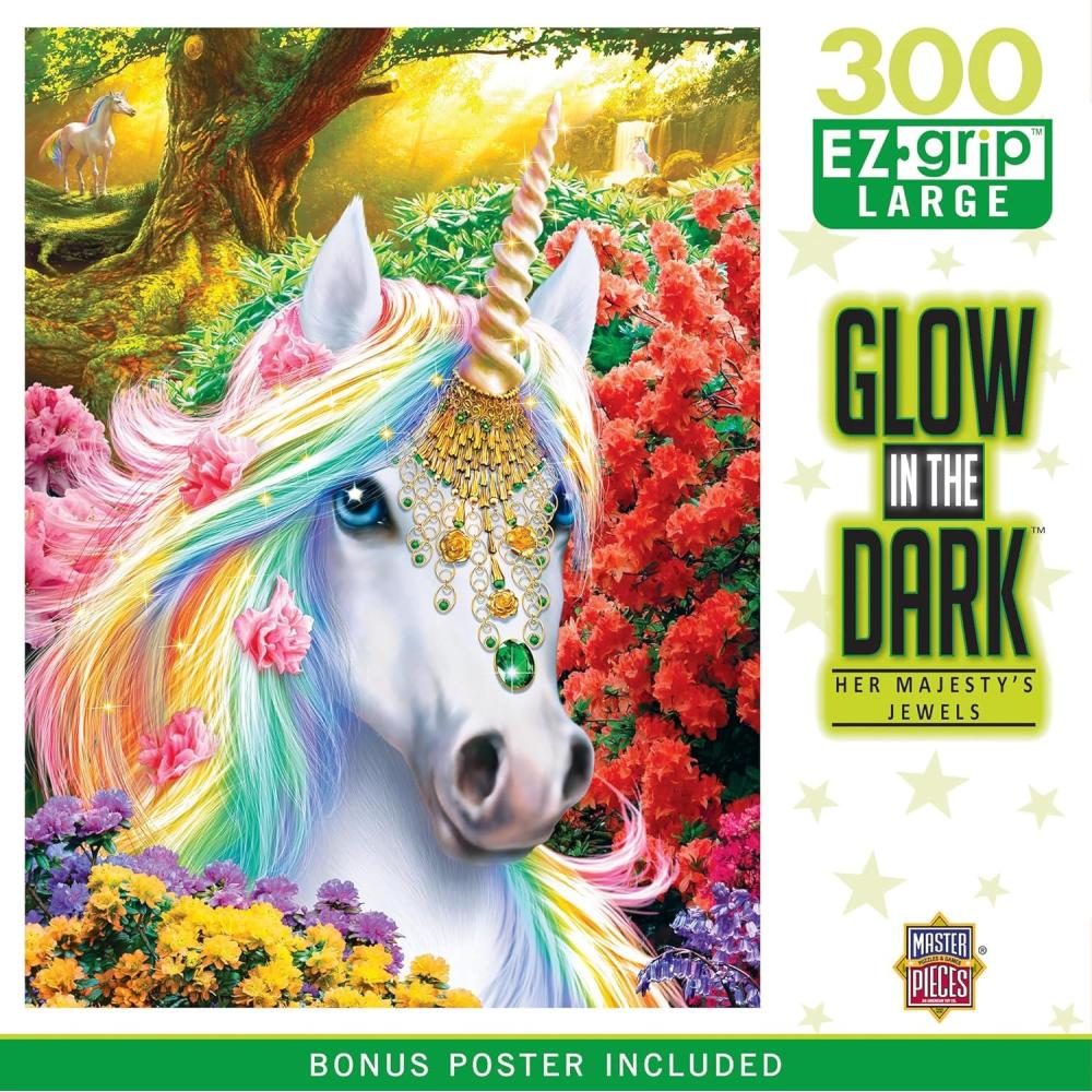 imageMasterpieces 300 Piece EZ Grip Glow in the Dark Jigsaw Puzzle Her Majestys Jewels 18x24300 Piece