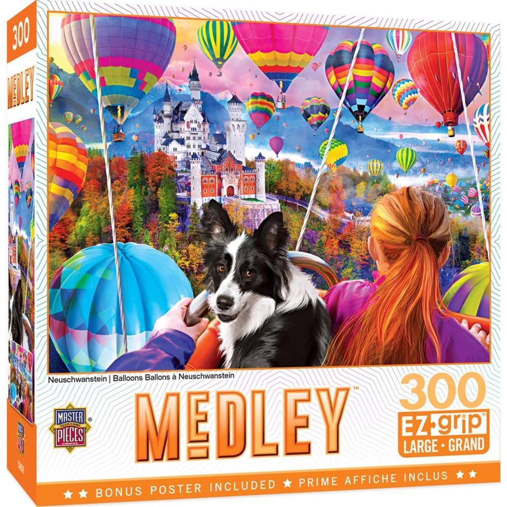 imageMasterpieces 300 Piece EZ Grip Jigsaw Puzzle The Big Apple 18x24Neuschwanstein Balloons