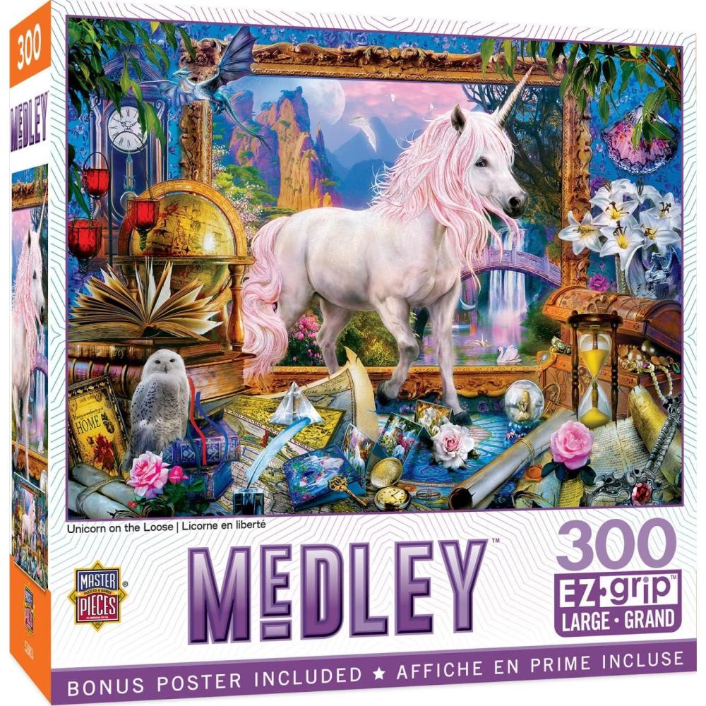 imageMasterpieces 300 Piece EZ Grip Jigsaw Puzzle The Big Apple 18x24Unicorn on The Loose