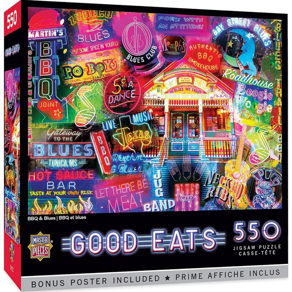 imageMasterpieces 550 Piece Jigsaw Puzzle For Adults and Family  Late Night Grub  18x24BBQ  Blues