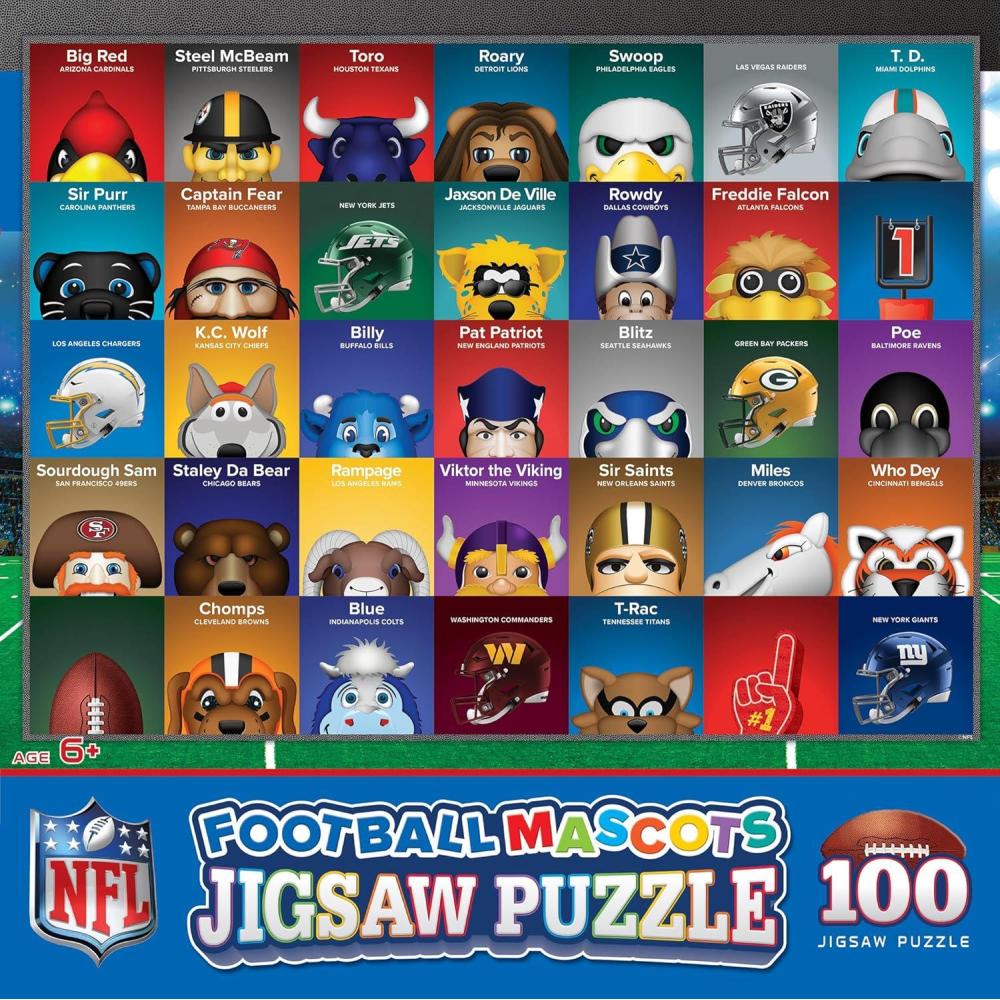 imageNFL Mascots 100Piece Puzzle for Kids Officially Licensed NFL Product 14x19