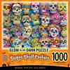 MasterPieces Halloween Glow in The Dark Jigsaw Puzzle – 1000 Piece Haunted House Trick-or-Treat Puzzle for Adults Teens & Families Spooky Holiday Game Large Puzzle Decor 19.25” x 26.75”(Sugar Skull Cookies)