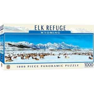 MasterPieces – 1000 Piece Jigsaw Puzzle, Boston Skyline Panoramic, Fun for Adults, Family, Kids 13″x39(Elk Refuge)