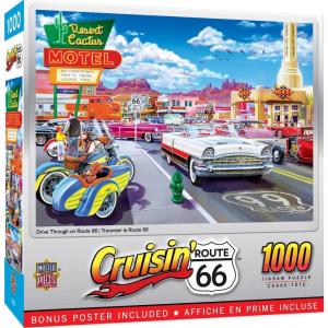 MasterPieces – 1000 Piece Jigsaw Puzzle, Drive Through on Route 66, Fun for Adults, Family, Kids, 19.25″ x 26.75″(Drive Through on Route 66)