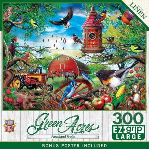 MasterPieces – 300 Piece Jigsaw Puzzle, Large EZ Grip Shapes, Farmland Frolic, Fun for Adults, Seniors, Family, Kids, Matte Finish, 18″ x24(300 Piece)
