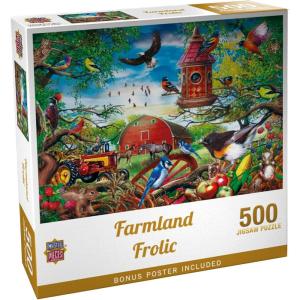 MasterPieces – 300 Piece Jigsaw Puzzle, Large EZ Grip Shapes, Farmland Frolic, Fun for Adults, Seniors, Family, Kids, Matte Finish, 18″ x24(500 Piece)