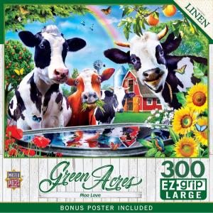 MasterPieces – 300 Piece Jigsaw Puzzle, Large EZ Grip Shapes, Moo Love, Fun for Adults, Seniors, Family, Kids, Matte Finish, 18″x24(300 Piece)