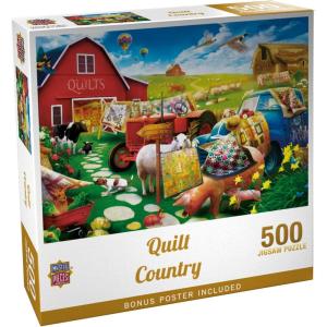 MasterPieces – 300 Piece Jigsaw Puzzle, Large EZ Grip Shapes, Quilt Country, Fun for Adults, Seniors, Family, Kids, Matte Finish, 18″ x24(500 Piece)