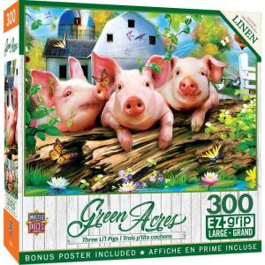 MasterPieces – 300 Piece Jigsaw Puzzle, Large EZ Grip Shapes, Three Lil’ Pigs, Fun for Adults, Seniors, Family, Kids, Matte Finish, 18″x24(Three ‘Lil Pigs)