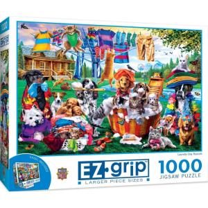MasterPieces 1000 Piece EZ Grip Jigsaw Puzzle for Adults, Family, Or Youth – Laundry Day Rascals – 23.5″x34″(Laundry Day Rascals)