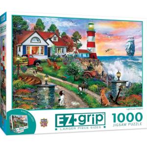 MasterPieces 1000 Piece EZ Grip Jigsaw Puzzle for Adults, Family, Or Youth – Laundry Day Rascals – 23.5″x34″(Lighthouse Keepers)