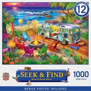 MasterPieces 1000 Piece Seek & Find Jigsaw Puzzle for Adults, Family, Or Youth – Van Life – 19.25″x26.75″(Beach Bum Bliss)