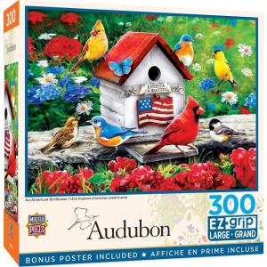 MasterPieces 300 Piece EZ Grip Jigsaw Puzzle – Feathered Reflections – 18″x24″(An American Birdhouse)