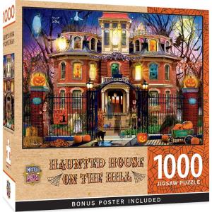 MasterPieces Halloween Glow in The Dark Jigsaw Puzzle – 1000 Piece Haunted House Trick-or-Treat Puzzle for Adults Teens & Families Spooky Holiday Game Large Puzzle Decor 19.25” x 26.75”(Haunted House on the Hill)