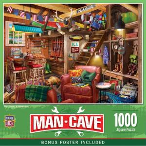 MasterPieces Man Cave – The Hideout 1000pc Puzzle(Fish  Hunt & Hibernate)