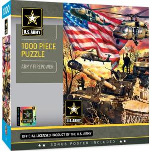 MasterPieces US Army Firepower 1000 Piece Jigsaw Puzzle – Jigsaw Puzzle with Vibrant Artwork and Durable Pieces – Fun Family Activity, Brain Challenge, and Educational Entertainment for Kids or Teens(Army Firepower)