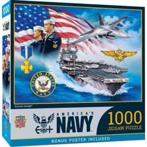 MasterPieces US Army Firepower 1000 Piece Jigsaw Puzzle – Jigsaw Puzzle with Vibrant Artwork and Durable Pieces – Fun Family Activity, Brain Challenge, and Educational Entertainment for Kids or Teens(US Navy Anchors Aweigh)