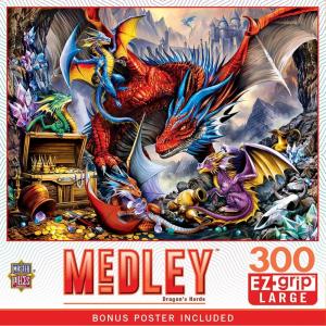 Masterpieces 300 Piece EZ Grip Jigsaw Puzzle – Dragon’s Horde – 18″x24″(300 Piece)