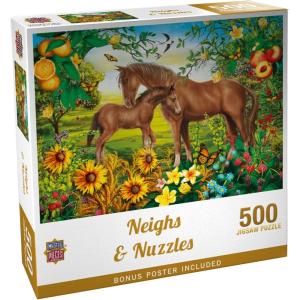 Masterpieces 300 Piece EZ Grip Jigsaw Puzzle – Neighs & Nuzzles – 18″x24″(500 Piece)