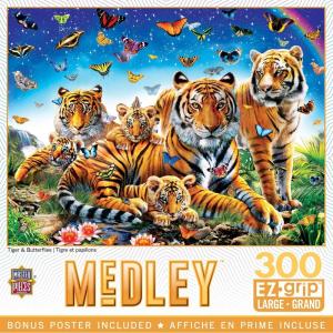 Masterpieces 300 Piece EZ Grip Jigsaw Puzzle – Tiger & Butterflies – 18″x24″(300 Piece)
