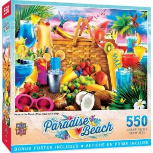 Masterpieces 550 Piece Jigsaw Puzzle For Adults and Family – Hawaiian Life – 18″x24″(Picnic on The Beach)