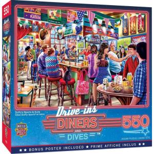 Masterpieces 550 Piece Jigsaw Puzzle for Adults and Family – Duffy’s Sports & Suds – 18″x24″(Duffy’s Sports & Suds)