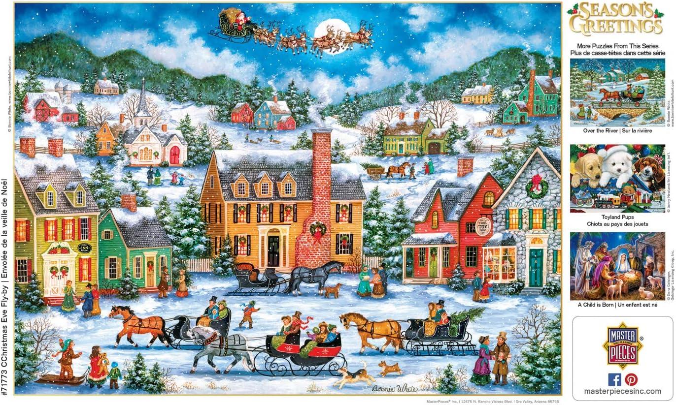 imageMasterPieces 1000 Piece Christmas Jigsaw Puzzle Village Square 1925x2675Christmas Eve Fly By