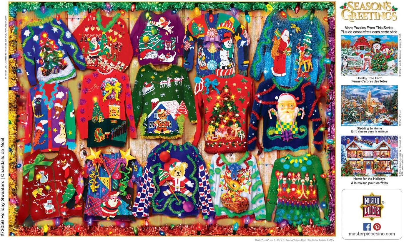 imageMasterPieces 1000 Piece Christmas Jigsaw Puzzle Village Square 1925x2675Holiday Sweaters