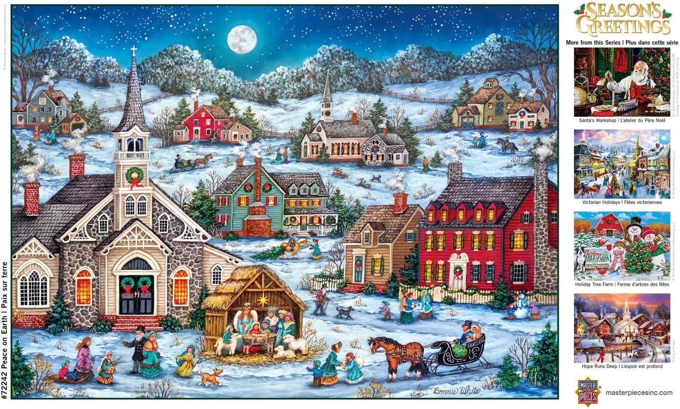 imageMasterPieces 1000 Piece Christmas Jigsaw Puzzle Village Square 1925x2675Peace on Earth