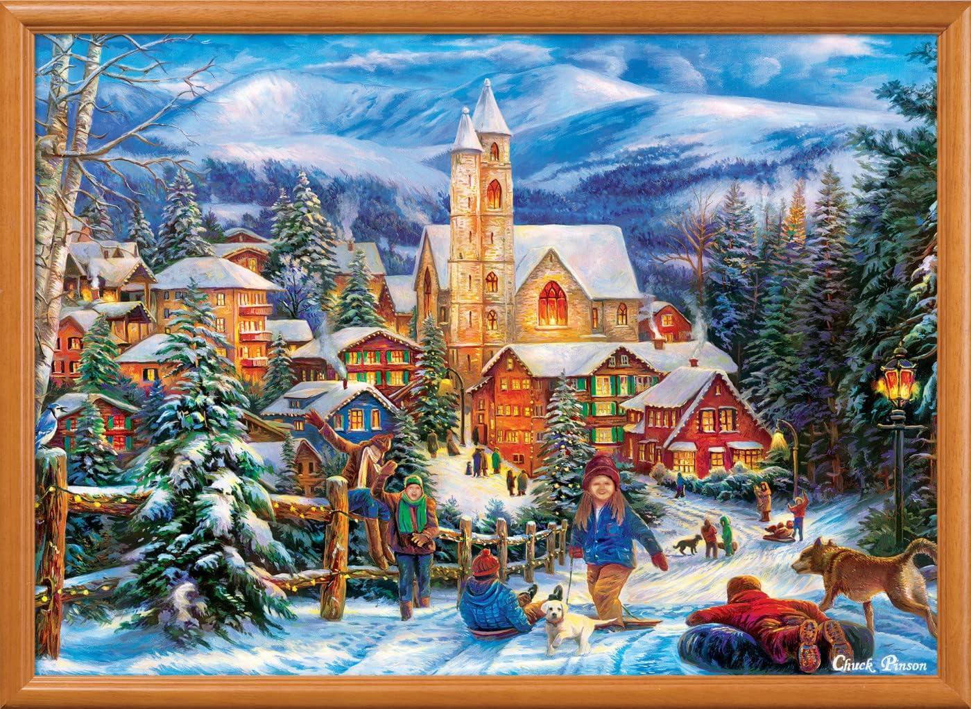 imageMasterPieces 1000 Piece Christmas Jigsaw Puzzle Village Square 1925x2675Sledding to Home