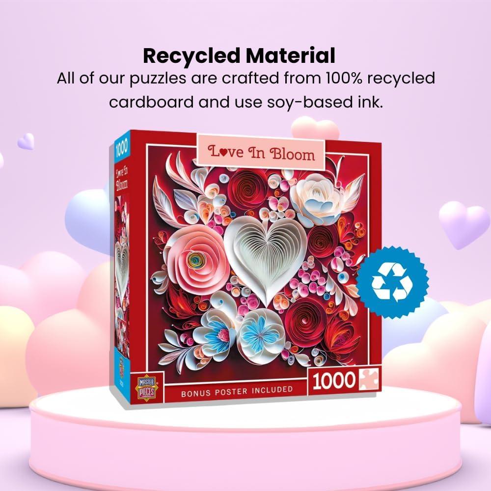 imageMasterPieces 1000 Piece Jigsaw Puzzle Love in Bloom Quilled Floral Design Fun for Adults amp Family 25 x 25 EcoFriendlyLove in Bloom