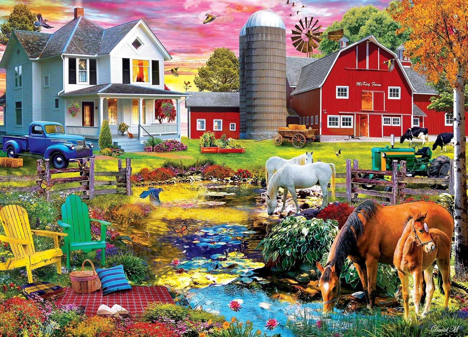 imageMasterPieces 1000 Piece Jigsaw Puzzle for Adults Family Or Youth Picnic on the Farm 1925x2675300 Piece