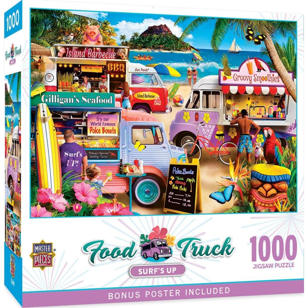 imageFood Truck Surfs Up 1000pc Puzzle Jigsaw Puzzle with Vibrant Artwork and Durable Pieces Fun Family Activity Brain Challenge and Educational Entertainment for Kids Teens and AdultsSurfs Up