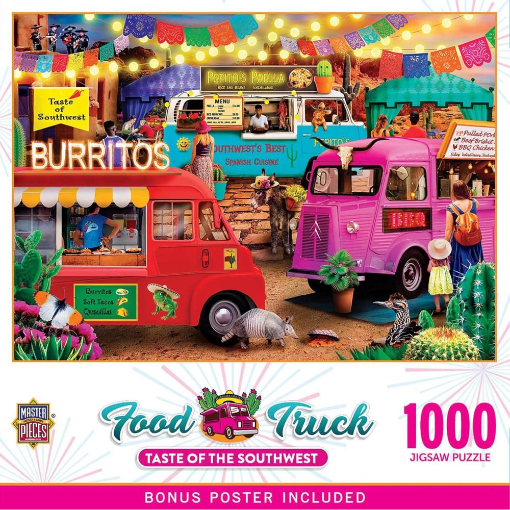 imageFood Truck  Taste of The Southwest 1000pc Puzzle  Jigsaw Puzzle with Vibrant Artwork and Durable Pieces  Fun Family Activity Brain Challenge and Educational Entertainment for Kids Teens1000 Piece