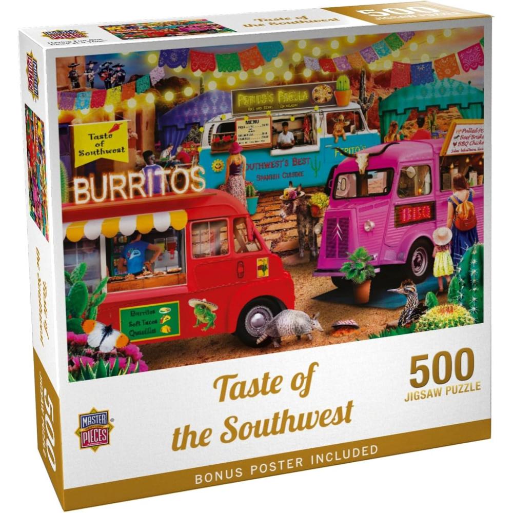 imageFood Truck Taste of The Southwest 1000pc Puzzle Jigsaw Puzzle with Vibrant Artwork and Durable Pieces Fun Family Activity Brain Challenge and Educational Entertainment for Kids Teens500 Piece