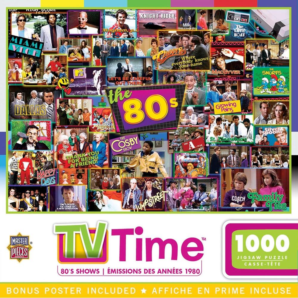 imageMasterPieces 1000 Piece Jigsaw Puzzle 80s TV Shows Collage Fun for Adults Family Kids NonGlare Finish 1925 x 26751000 Piece