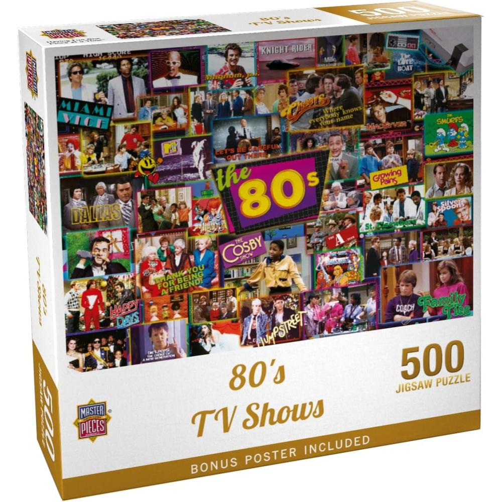 imageMasterPieces 1000 Piece Jigsaw Puzzle 80s TV Shows Collage Fun for Adults Family Kids NonGlare Finish 1925 x 2675500 Piece