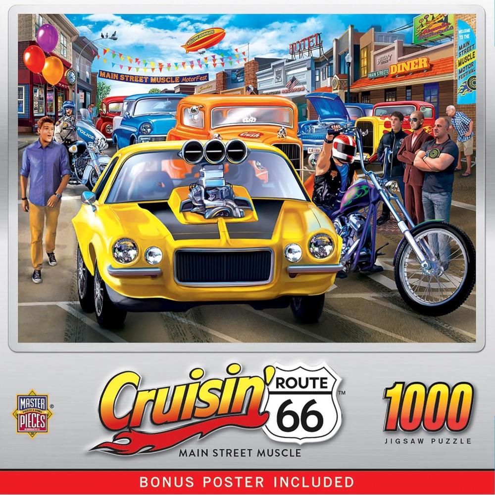 imageMasterPieces  1000 Piece Jigsaw Puzzle Route 66 Main Street Muscle Fun for Adults Family Kids 1925 x 26751000 Piece