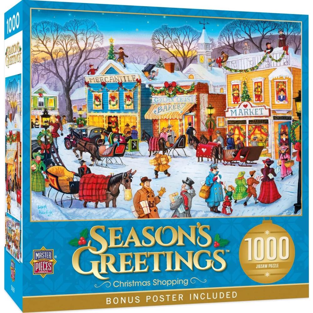 imageMasterPieces 1000 Piece Christmas Jigsaw Puzzle Village Square 1925x2675Christmas Shopping