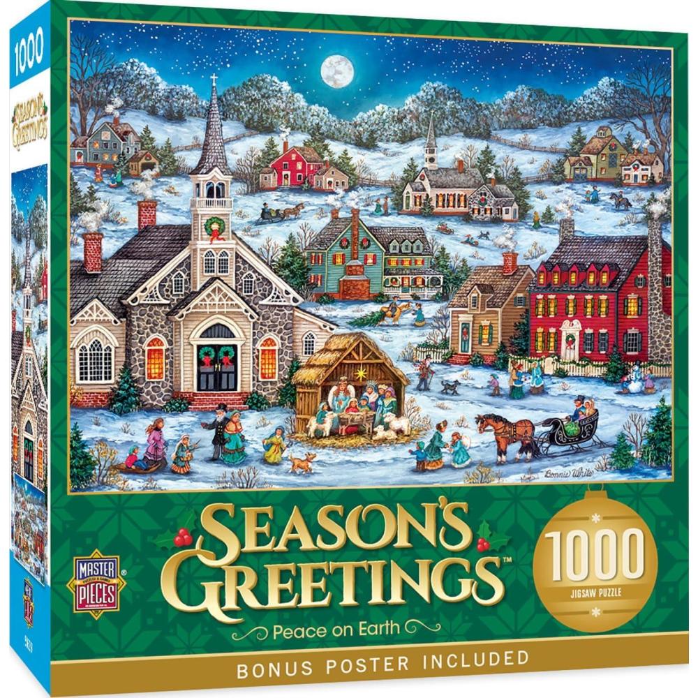 imageMasterPieces 1000 Piece Christmas Jigsaw Puzzle  Village Square  1925x2675Peace on Earth