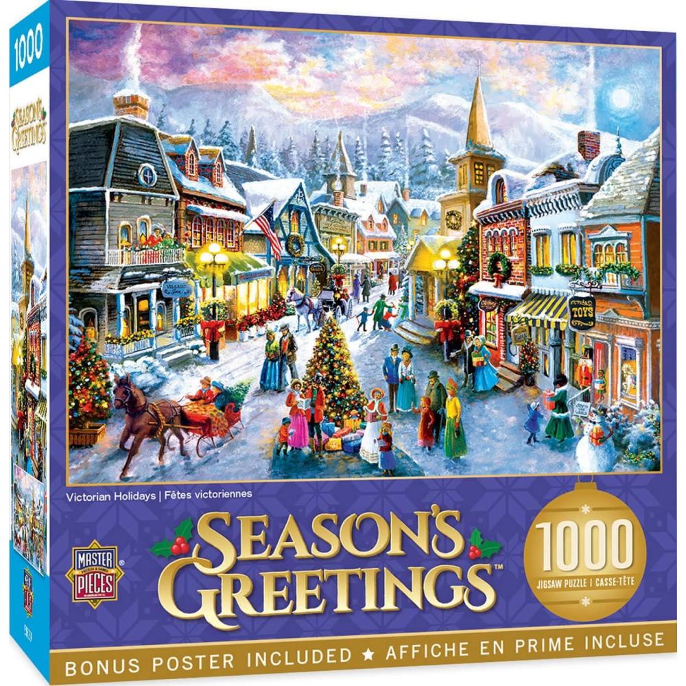 imageMasterPieces 1000 Piece Christmas Jigsaw Puzzle Village Square 1925x2675Victorian Holidays