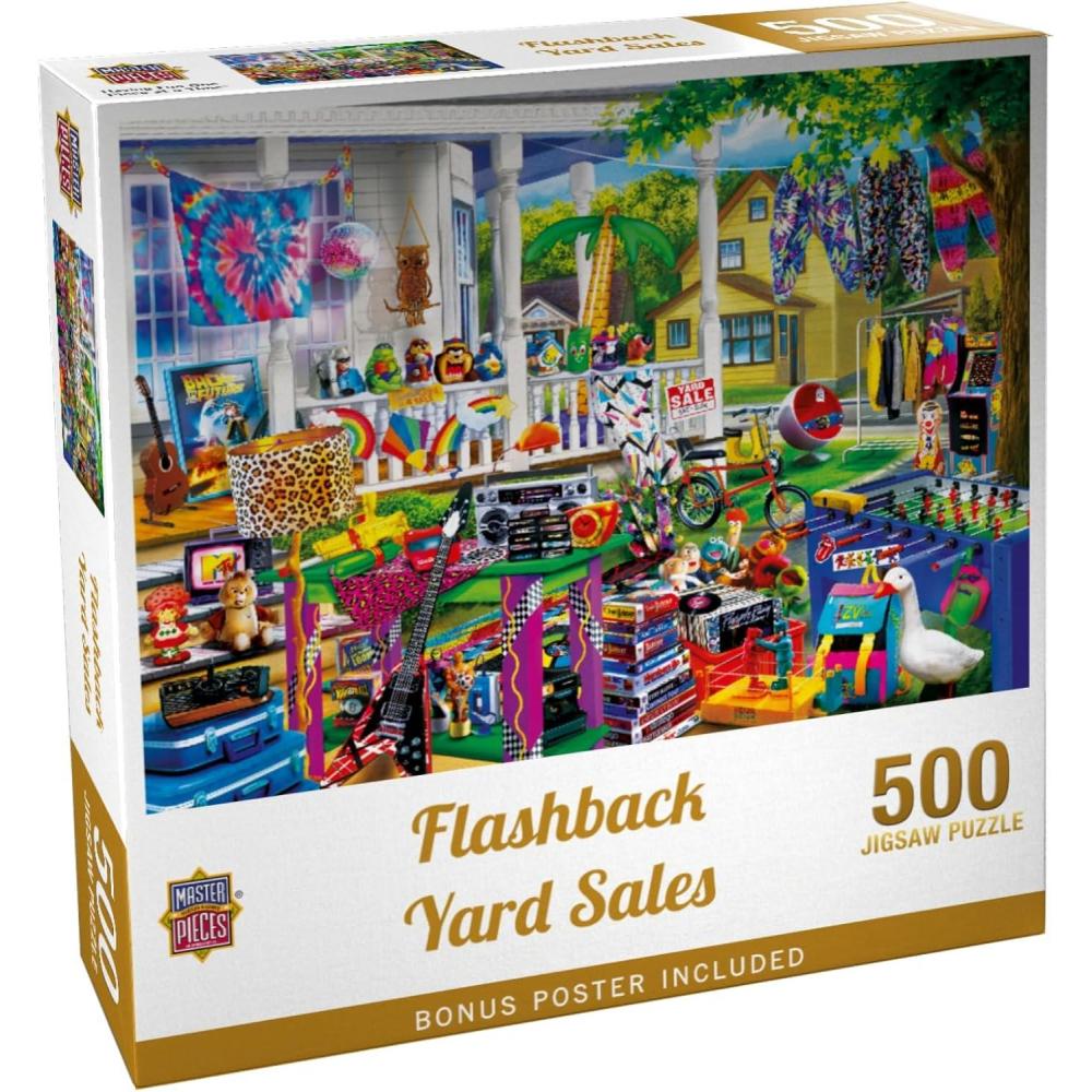 imageMasterPieces 1000 Piece EZ Grip Jigsaw Puzzle for Adults Family Or Youth  Flashback Yard Sales  235x34500 Piece