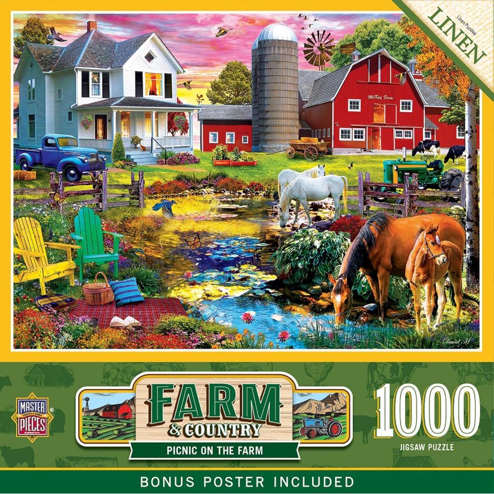imageMasterPieces 1000 Piece Jigsaw Puzzle for Adults Family Or Youth Picnic on the Farm 1925x26751000 Piece