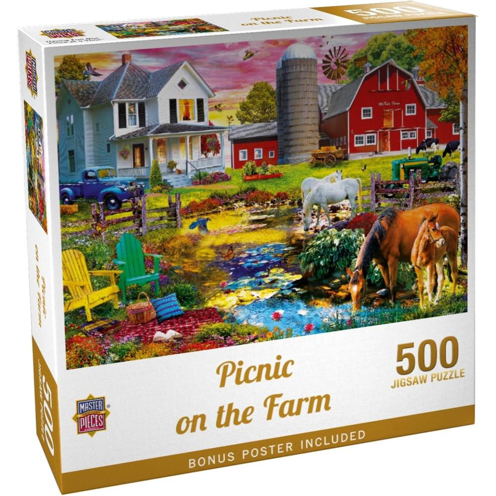 imageMasterPieces 1000 Piece Jigsaw Puzzle for Adults Family Or Youth  Picnic on the Farm  1925x2675500 Piece