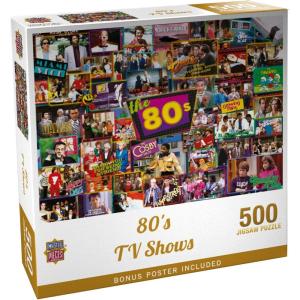 MasterPieces – 1000 Piece Jigsaw Puzzle, 80’s TV Shows Collage, Fun for Adults, Family, Kids, Non-Glare Finish, 19.25″ x 26.75″(500 Piece)