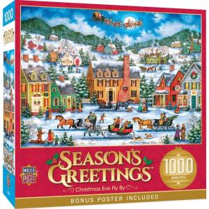 MasterPieces 1000 Piece Christmas Jigsaw Puzzle – Village Square – 19.25″x26.75″(Christmas Eve Fly By)